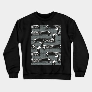 Spooktacular long dachshunds skeleton // pattern // green grey background skeleton dogs Crewneck Sweatshirt